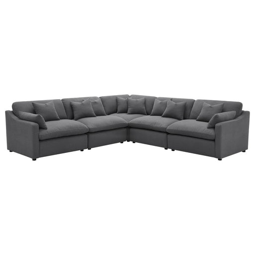 Coaster Furniture - Hobson 5-Piece Upholstered Modular Sectional Sofa Charcoal - 551455-SETA - GreatFurnitureDeal