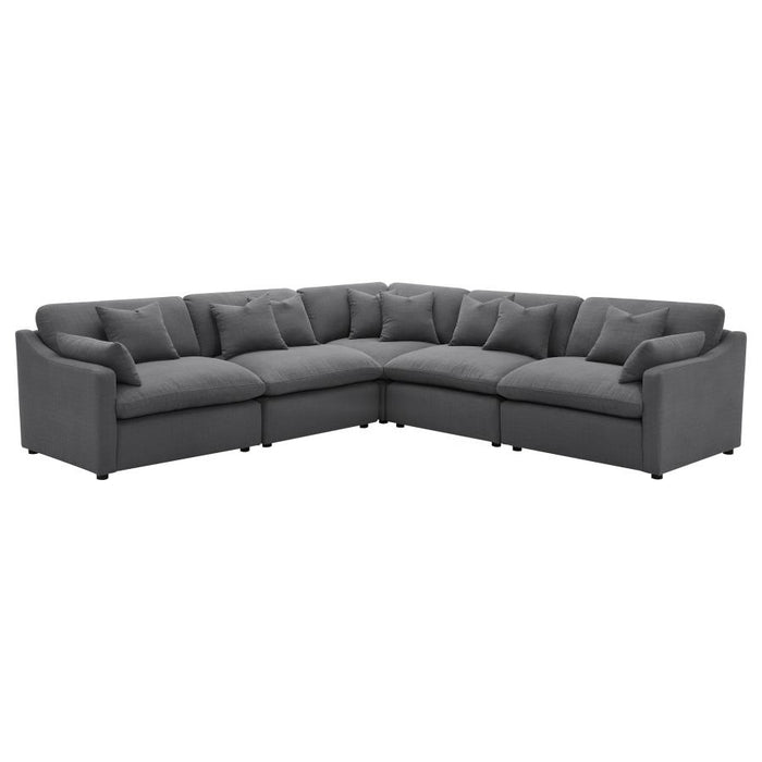 Coaster Furniture - Hobson 5-Piece Upholstered Modular Sectional Sofa Charcoal - 551455-SETA - GreatFurnitureDeal