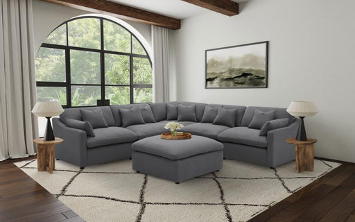 Coaster Furniture - Hobson 6-Piece Upholstered Modular Sectional Sofa Charcoal - 551455-SET - GreatFurnitureDeal