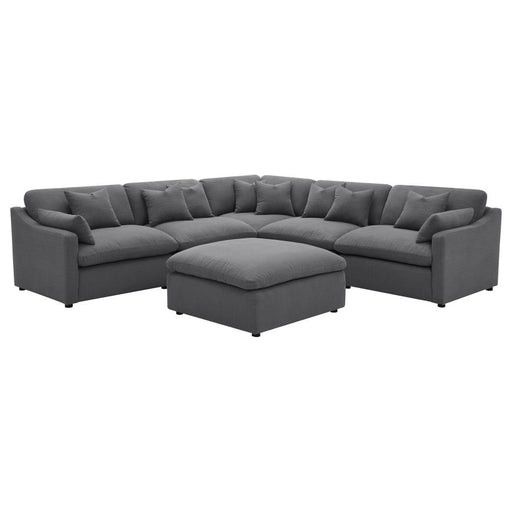 Coaster Furniture - Hobson 6-Piece Upholstered Modular Sectional Sofa Charcoal - 551455-SET - GreatFurnitureDeal