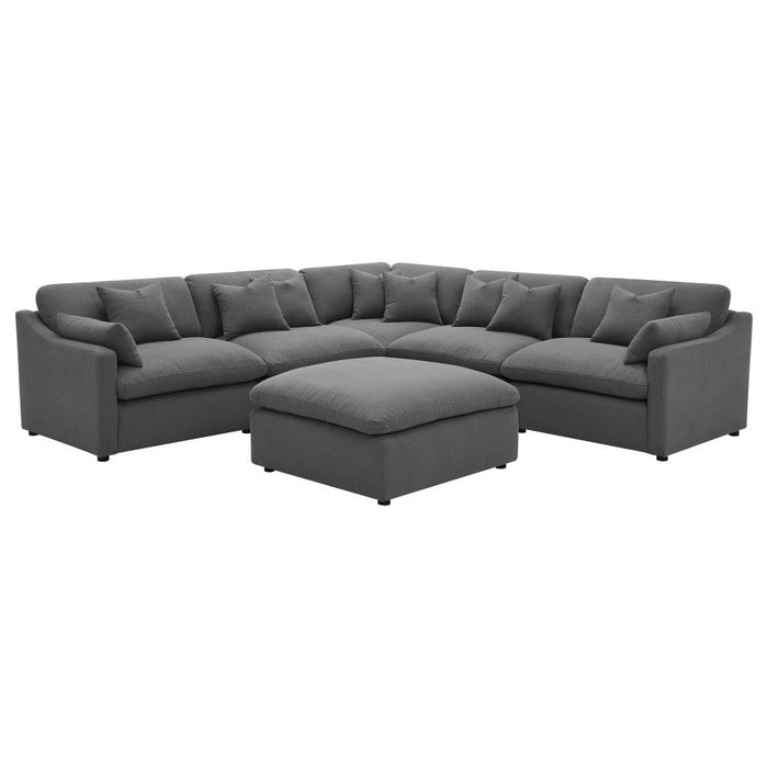 Coaster Furniture - Hobson 6-Piece Upholstered Modular Sectional Sofa Charcoal - 551455-SET - GreatFurnitureDeal
