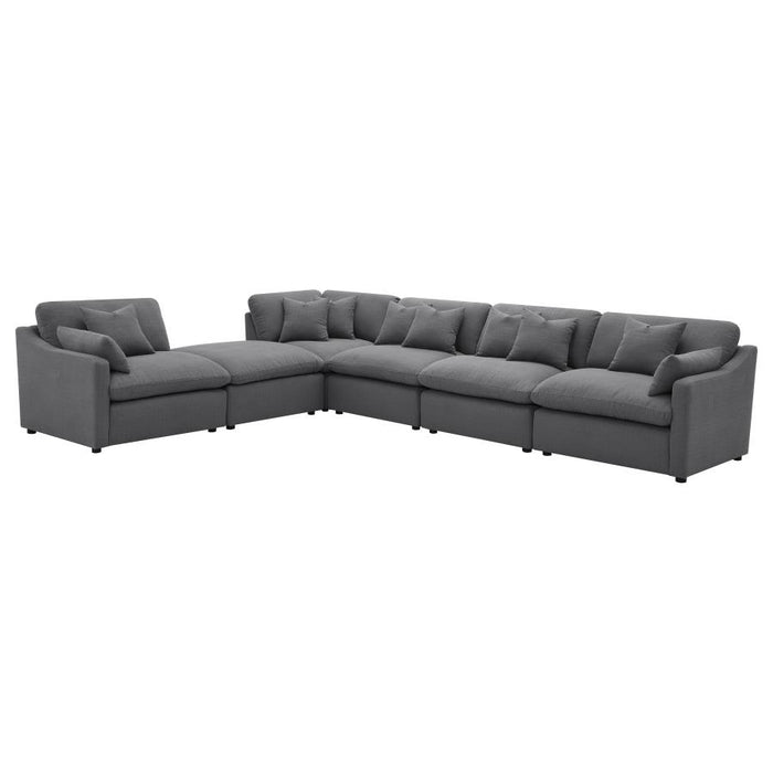 Coaster Furniture - Hobson 6-Piece Upholstered Modular Sectional Sofa Charcoal - 551455-SET - GreatFurnitureDeal