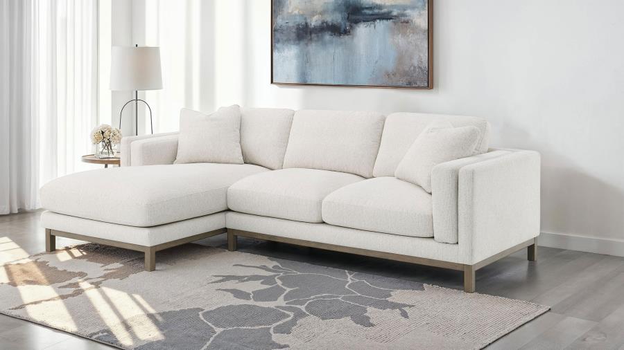 Coaster Furniture - Geneva Boucle Upholstered Sectional Chaise Sofa Sand - 551777 - GreatFurnitureDeal