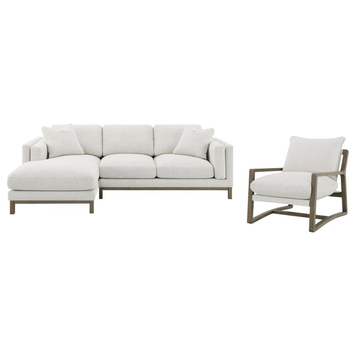 Coaster Furniture - Geneva Boucle Upholstered Sectional Chaise Sofa Sand - 551777 - GreatFurnitureDeal