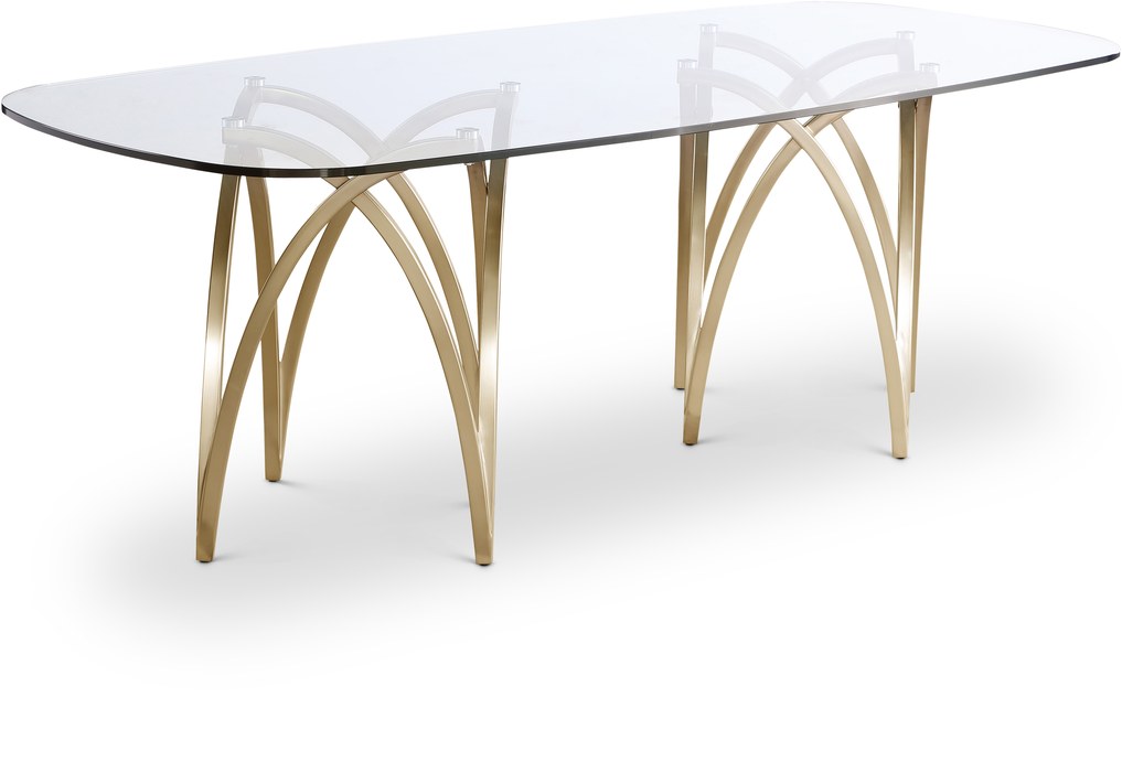Meridian Furniture - Madelyn 90.5" Gold Glass Top And Metal Base Dining Table - 553-T - GreatFurnitureDeal