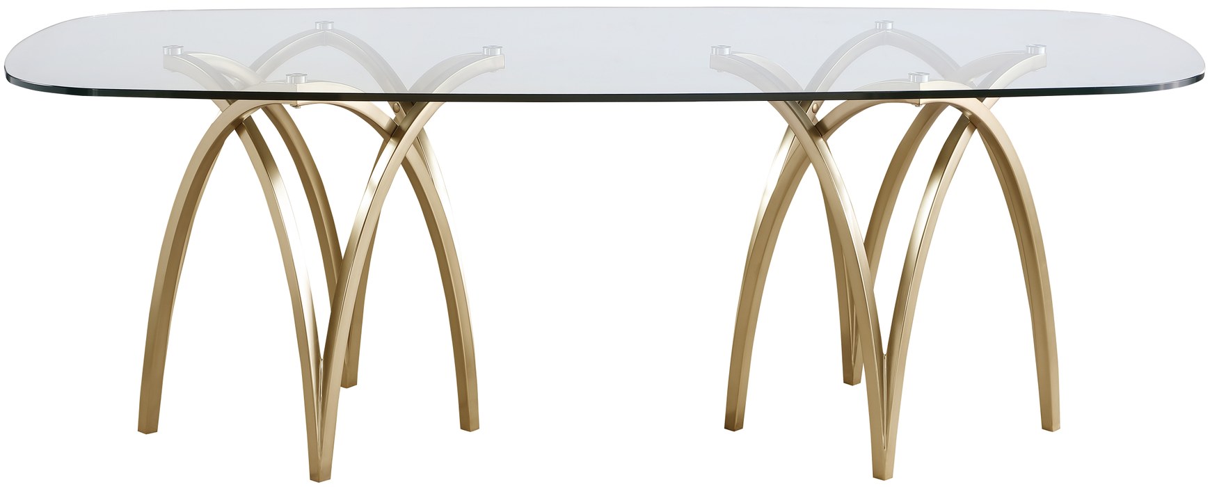 Meridian Furniture - Madelyn 90.5" Gold Glass Top And Metal Base Dining Table - 553-T - GreatFurnitureDeal