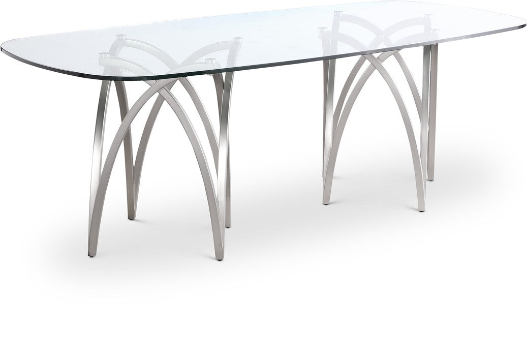 Meridian Furniture - Madelyn 90.5" Silver Glass Top And Metal Base Dining Table - 554-T - GreatFurnitureDeal