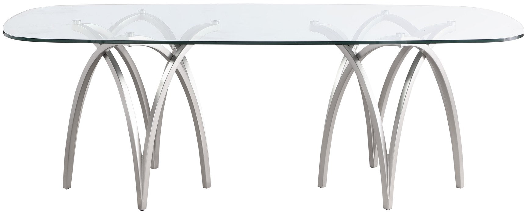 Meridian Furniture - Madelyn 90.5" Silver Glass Top And Metal Base Dining Table - 554-T - GreatFurnitureDeal