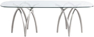 Meridian Furniture - Madelyn 90.5" Silver Glass Top And Metal Base Dining Table - 554-T - GreatFurnitureDeal