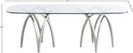 Meridian Furniture - Madelyn 90.5" Silver Glass Top And Metal Base Dining Table - 554-T - GreatFurnitureDeal