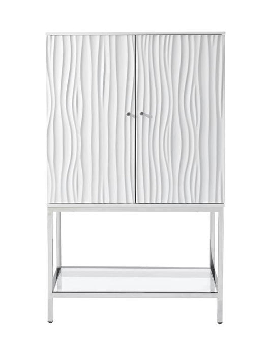 Coast To Coast - 2 Dr Wine Cabinet in Glossy White - 55601
