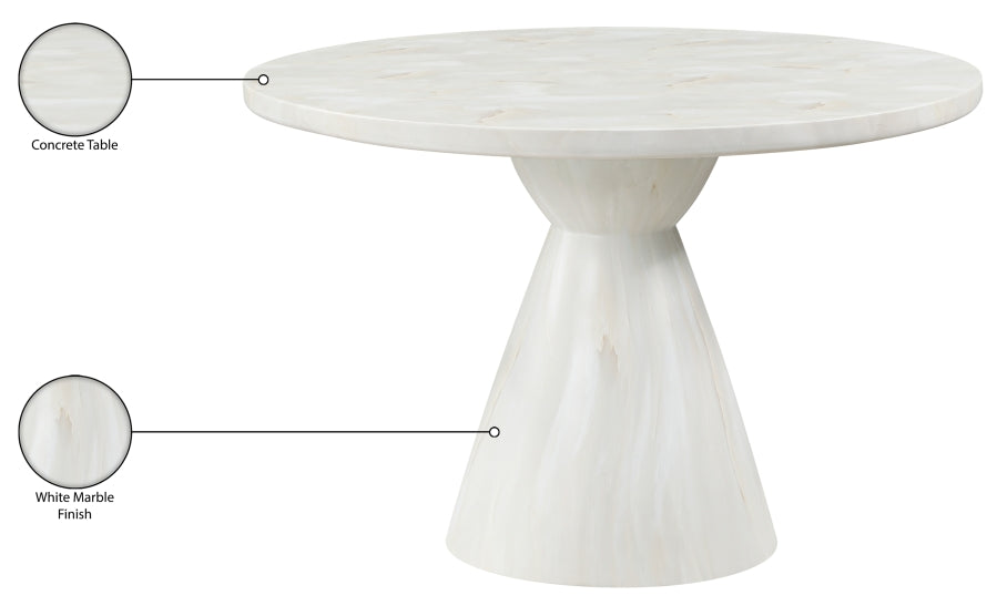 Meridian Furniture - Aquino 43.5" Concrete Indoor/Outdoor Dining Table - 811White-T - GreatFurnitureDeal