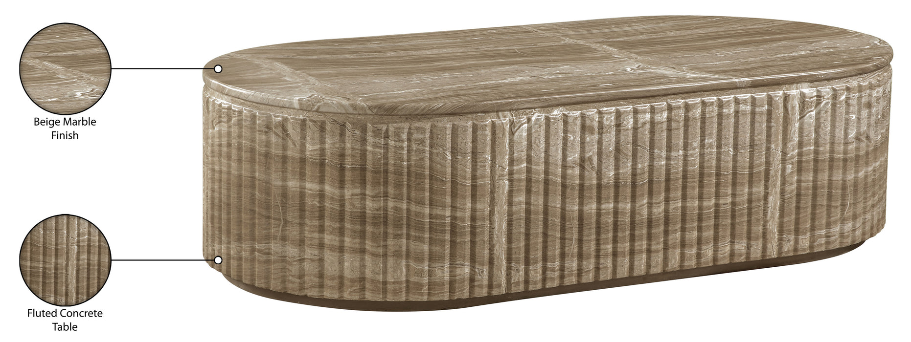 Meridian Furniture - Catania Concrete Indoor/Outdoor Coffee Table - 874Beige-CT - GreatFurnitureDeal
