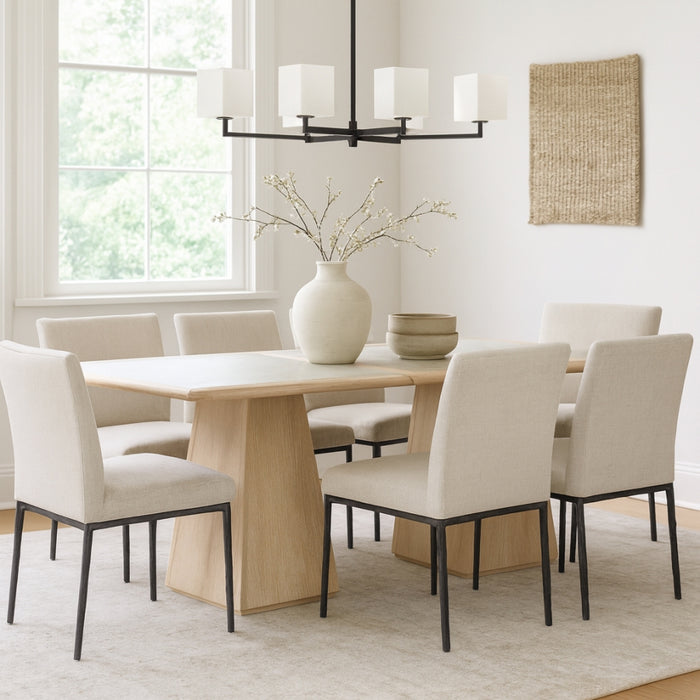 Meridian Furniture - Atrium 78" Glass And Cane Top With Solid Wood Base Dining Table - 88070Natural-DT78 - GreatFurnitureDeal