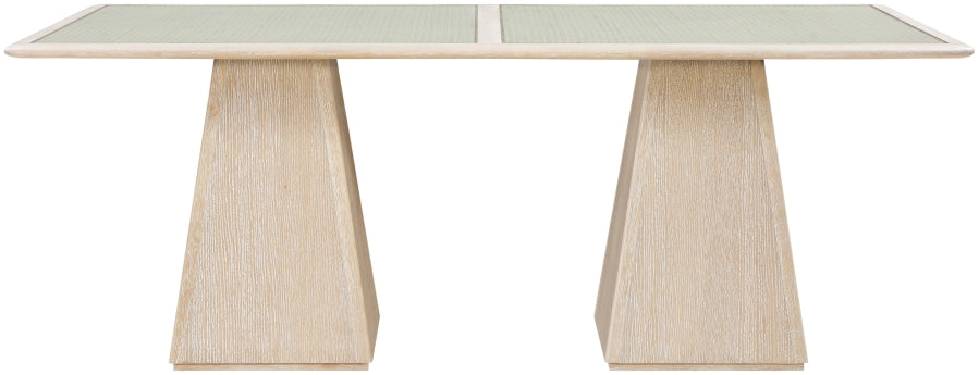 Meridian Furniture - Atrium 78" Glass And Cane Top With Solid Wood Base Dining Table - 88070Natural-DT78 - GreatFurnitureDeal