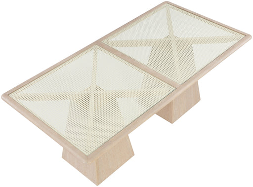 Meridian Furniture - Atrium 78" Glass And Cane Top With Solid Wood Base Dining Table - 88070Natural-DT78 - GreatFurnitureDeal