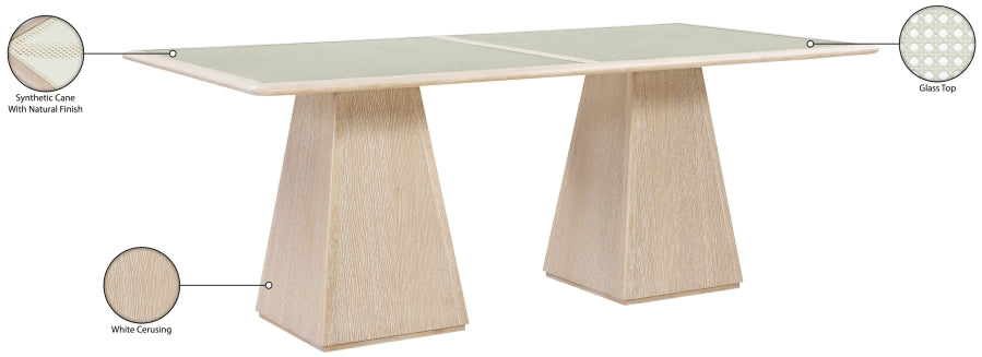 Meridian Furniture - Atrium 78" Glass And Cane Top With Solid Wood Base Dining Table - 88070Natural-DT78 - GreatFurnitureDeal