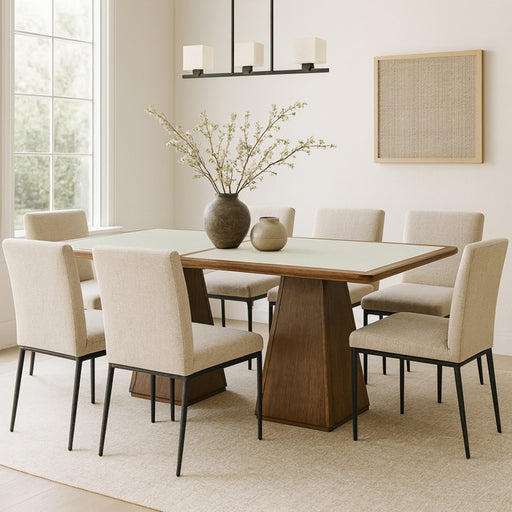 Meridian Furniture - Atrium 78" Glass And Cane Top With Solid Wood Base Dining Table - 88071Brown-DT78 - GreatFurnitureDeal