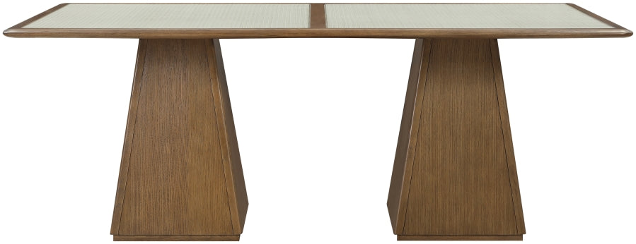 Meridian Furniture - Atrium 78" Glass And Cane Top With Solid Wood Base Dining Table - 88071Brown-DT78 - GreatFurnitureDeal