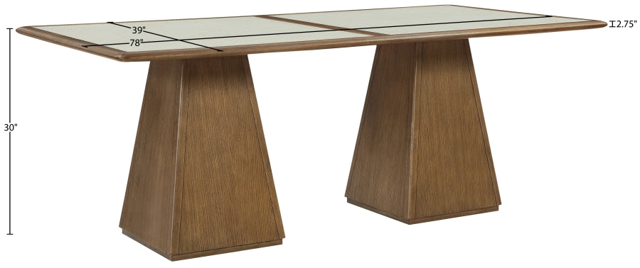 Meridian Furniture - Atrium 78" Glass And Cane Top With Solid Wood Base Dining Table - 88071Brown-DT78 - GreatFurnitureDeal