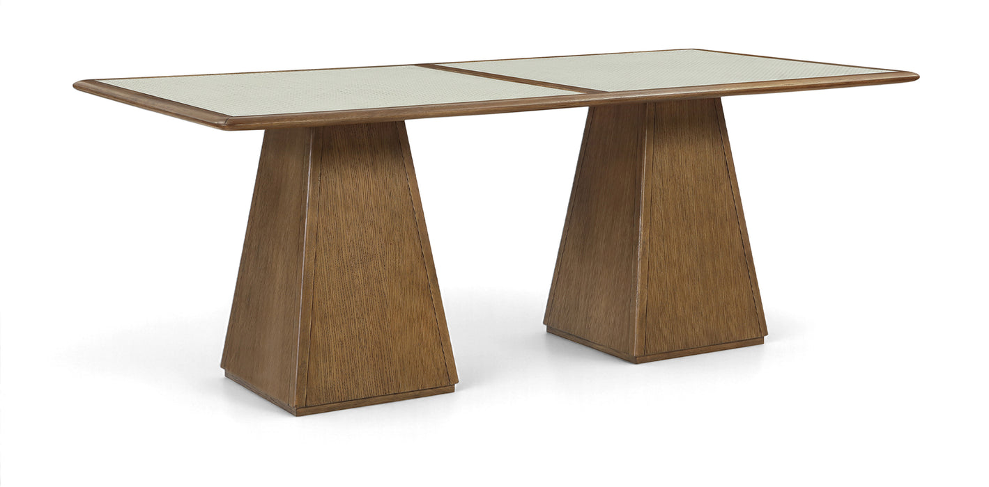 Meridian Furniture - Atrium 78" Glass And Cane Top With Solid Wood Base Dining Table - 88071Brown-DT78 - GreatFurnitureDeal