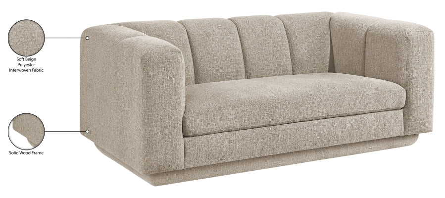 Meridian Furniture - Modari 70.25" Fabric Upholstered Loveseat - 143Beige-L - GreatFurnitureDeal