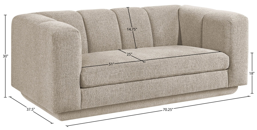 Meridian Furniture - Modari 70.25" Fabric Upholstered Loveseat - 143Beige-L - GreatFurnitureDeal