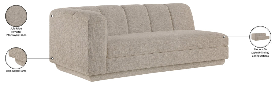 Meridian Furniture - Modari 76.75" Fabric Upholstered Sofa - 143Beige-LAS - GreatFurnitureDeal