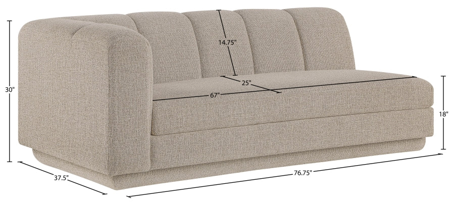 Meridian Furniture - Modari 76.75" Fabric Upholstered Sofa - 143Beige-LAS - GreatFurnitureDeal