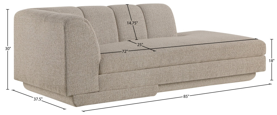 Meridian Furniture - Modari Fabric Upholstered Chaise Lounge - 143Beige-LC - GreatFurnitureDeal