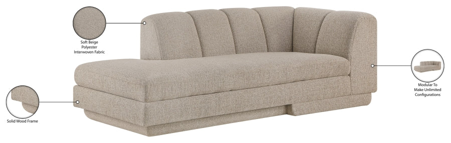 Meridian Furniture - Modari Fabric Upholstered Chaise Lounge - 143Beige-RC - GreatFurnitureDeal