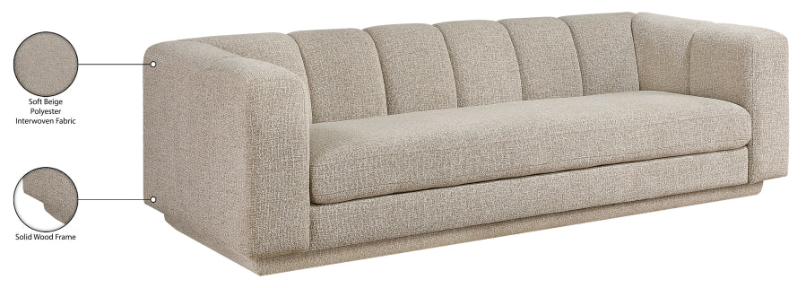 Meridian Furniture - Modari 95" Fabric Upholstered Sofa - 143Beige-S - GreatFurnitureDeal