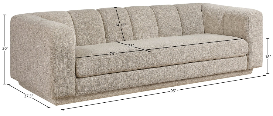Meridian Furniture - Modari 95" Fabric Upholstered Sofa - 143Beige-S - GreatFurnitureDeal