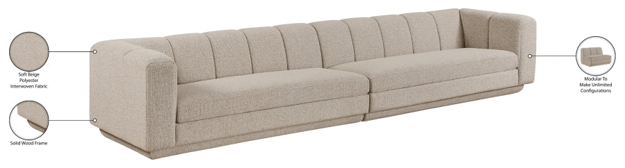Meridian Furniture - Modari 153.5" Fabric Upholstered 2 Piece Modular Sofa - 143Beige-S2A - GreatFurnitureDeal