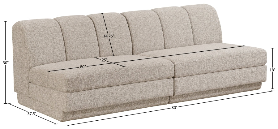 Meridian Furniture - Modari 80" Fabric Upholstered 2 Piece Armless Modular Sofa - 143Beige-S2B - GreatFurnitureDeal
