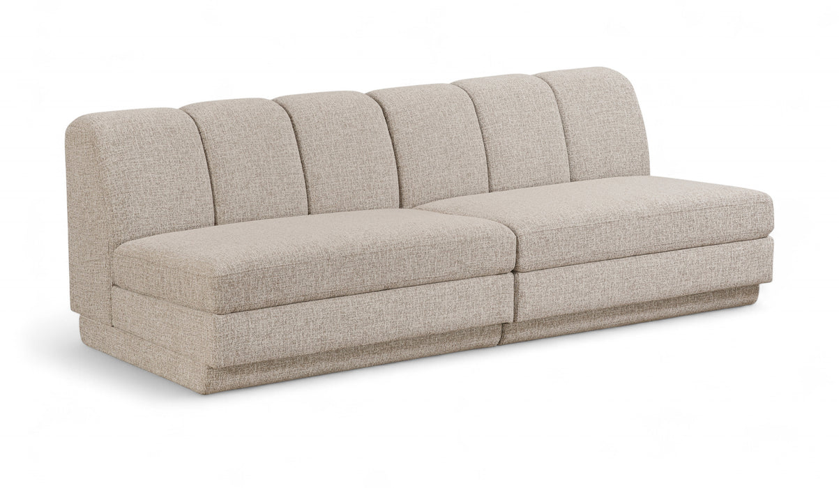 Meridian Furniture - Modari 80" Fabric Upholstered 2 Piece Armless Modular Sofa - 143Beige-S2B - GreatFurnitureDeal