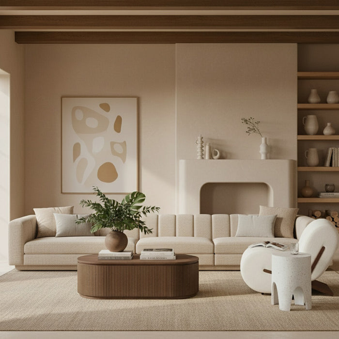 Meridian Furniture - Modari 193.5" Fabric Upholstered 3 Piece Modular Sofa - 143Beige-S3A - GreatFurnitureDeal
