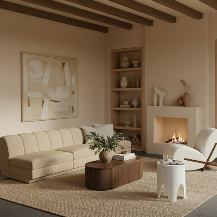 Meridian Furniture - Modari 120" Fabric Upholstered 3 Piece Armless Modular Sofa - 143Beige-S3B - GreatFurnitureDeal