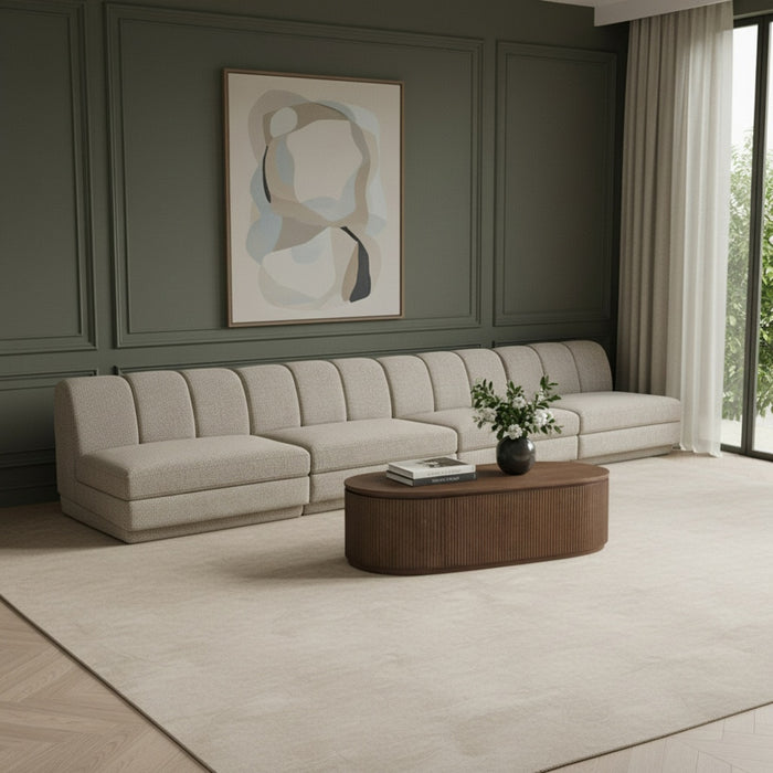 Meridian Furniture - Modari 160" Fabric Upholstered 4 Piece Armless Modular Sofa - 143Beige-S4B - GreatFurnitureDeal