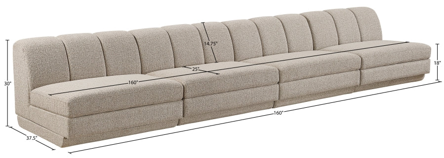 Meridian Furniture - Modari 160" Fabric Upholstered 4 Piece Armless Modular Sofa - 143Beige-S4B - GreatFurnitureDeal