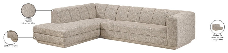 Meridian Furniture - Modari 114.25" Fabric Upholstered 2 Piece Modular Sectional - 143Beige-Sec2A - GreatFurnitureDeal