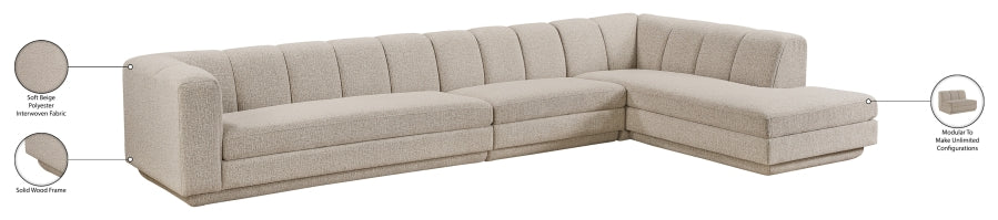 Meridian Furniture - Modari 154.25" Fabric Upholstered 3 Piece Modular Sectional - 143Beige-Sec3A - GreatFurnitureDeal