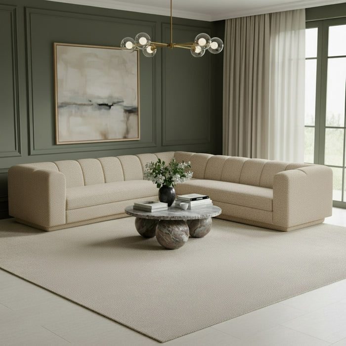 Meridian Furniture - Modari 114.25" Fabric Upholstered 3 Piece Modular Sectional - 143Beige-Sec3B - GreatFurnitureDeal
