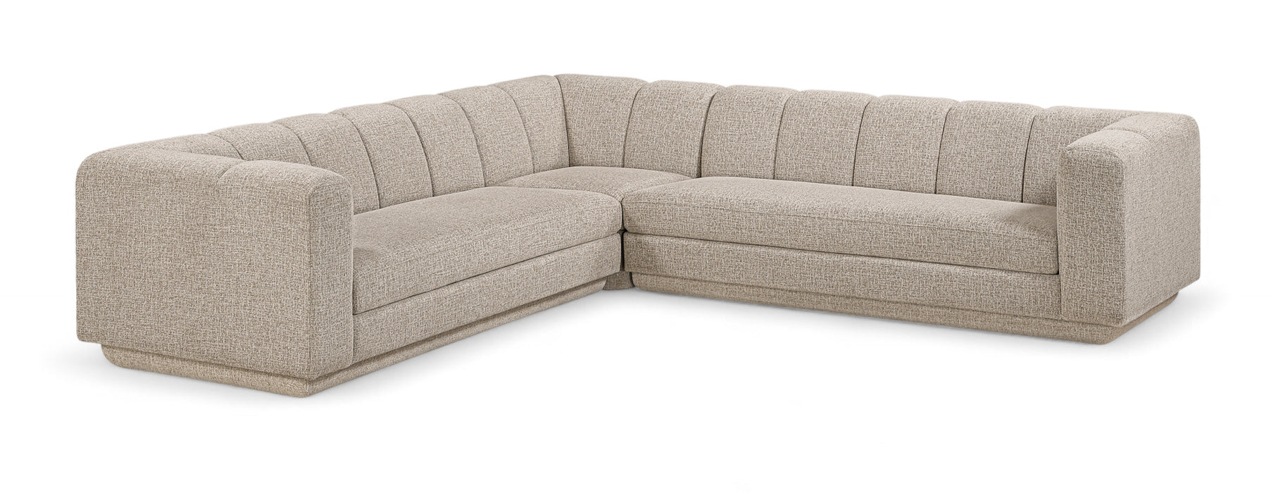 Meridian Furniture - Modari 114.25" Fabric Upholstered 3 Piece Modular Sectional - 143Beige-Sec3B - GreatFurnitureDeal
