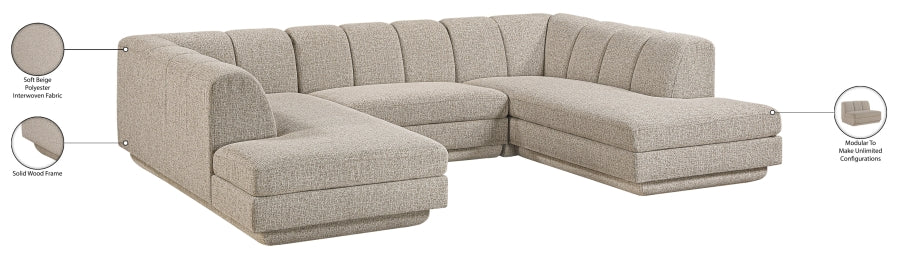 Meridian Furniture - Modari 115" Fabric Upholstered 3 Piece Modular Sectional - 143Beige-Sec3C - GreatFurnitureDeal