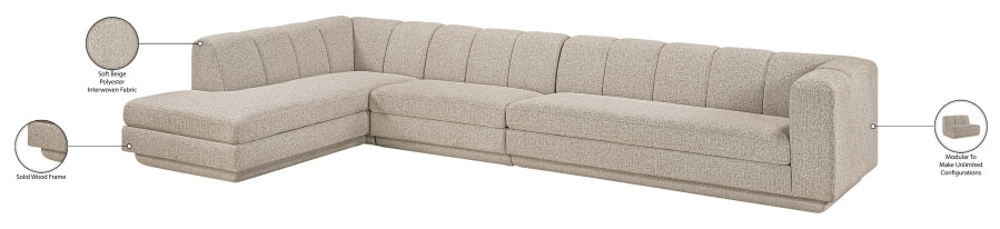 Meridian Furniture - Modari 154.25" Fabric Upholstered 3 Piece Modular Sectional - 143Beige-Sec3D - GreatFurnitureDeal
