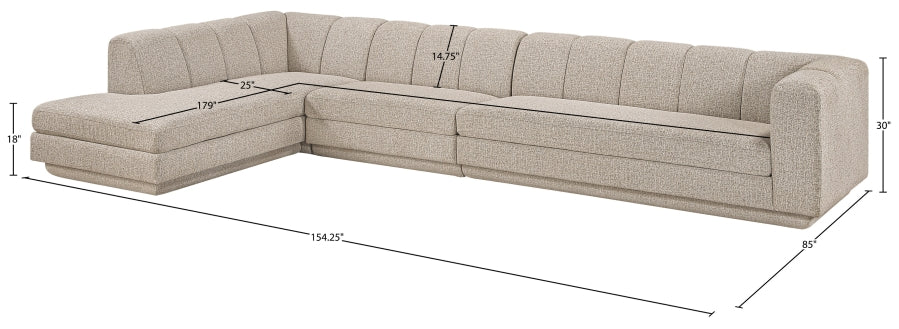 Meridian Furniture - Modari 154.25" Fabric Upholstered 3 Piece Modular Sectional - 143Beige-Sec3D - GreatFurnitureDeal