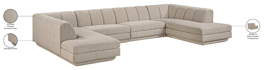 Meridian Furniture - Modari 155" Fabric Upholstered 4 Piece Modular Sectional - 143Beige-Sec4C - GreatFurnitureDeal