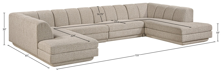 Meridian Furniture - Modari 155" Fabric Upholstered 4 Piece Modular Sectional - 143Beige-Sec4C - GreatFurnitureDeal