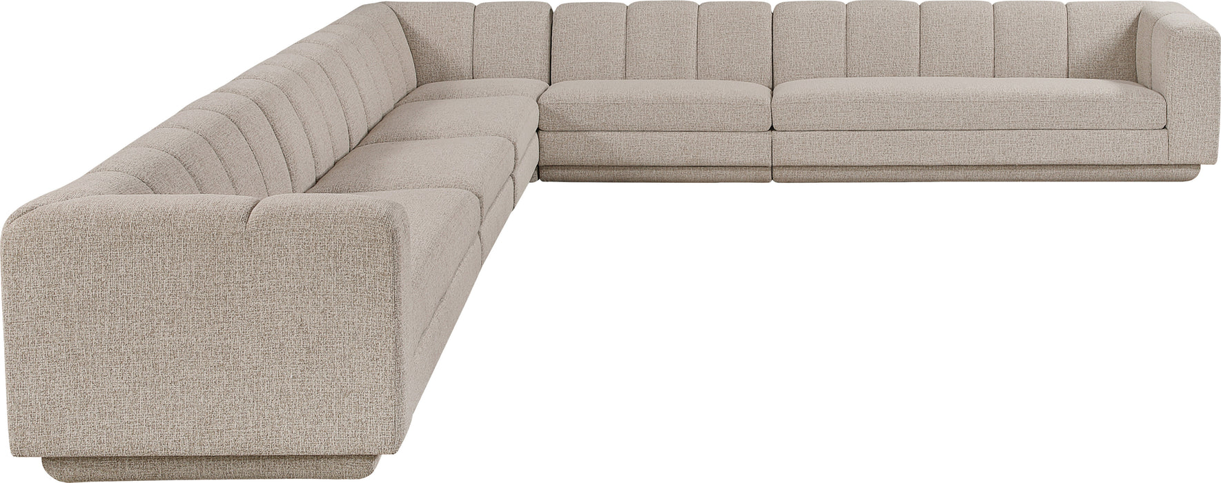 Meridian Furniture - Quinn 133" Chenille Fabric Upholstered 8 Piece Modular Sectional - 143Beige-Sec6A - GreatFurnitureDeal